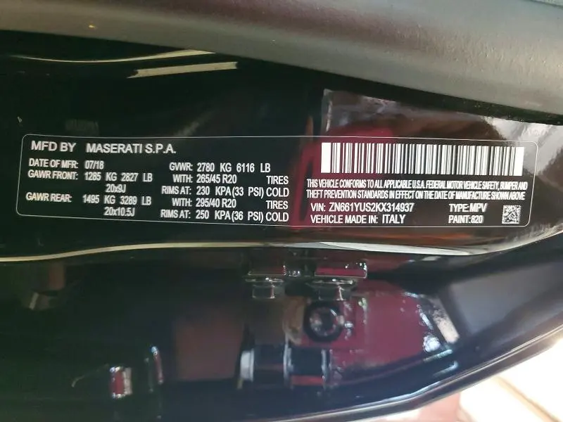 MASERATI ALL OTHER 2019 VIN ZN661YUS2KX314937