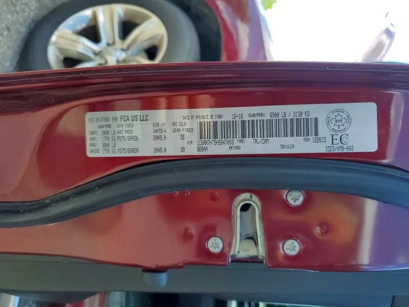 RAM 1500 2017 VIN 1C6RR7HT5HS647053