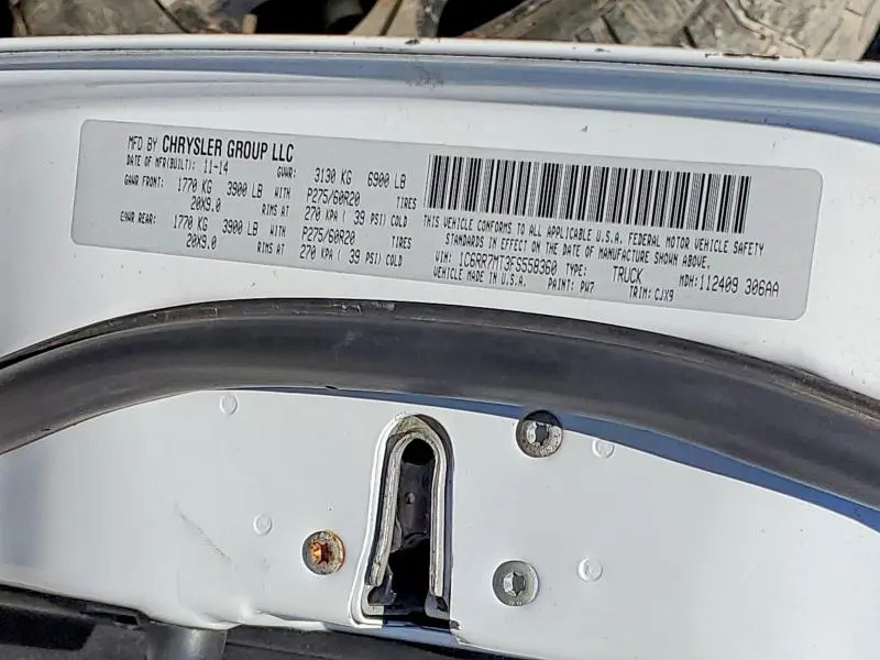 RAM 1500 2015 VIN 1C6RR7MT3FS558360