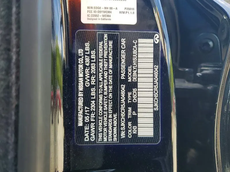 INFINITI QX30 2018 VIN SJKCH5CR5JA046042