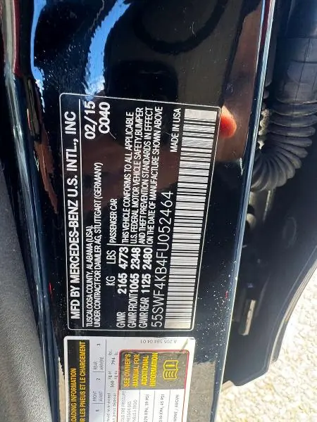 MERCEDES-BENZ C-CLASS 2015 VIN 55SWF4KB4FU052464