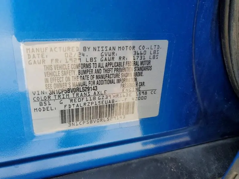 NISSAN KICKS 2024 VIN 3N1CP5BV0RL529143