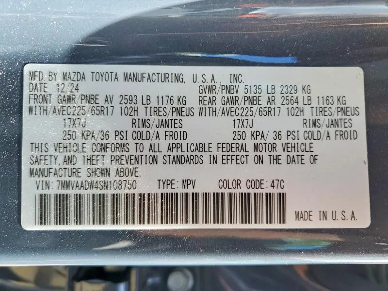MAZDA CX-50 2025 VIN 7MMVAADW4SN108750
