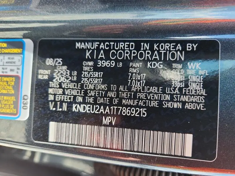 KIA SELTOS 2026 VIN KNDEU2AA1T7869215