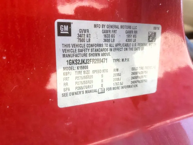 GMC YUKON 2015 VIN 1GKS2JKJ2FR289471