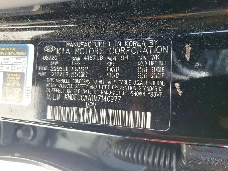 KIA SELTOS 2021 VIN KNDEUCAA1M7140977