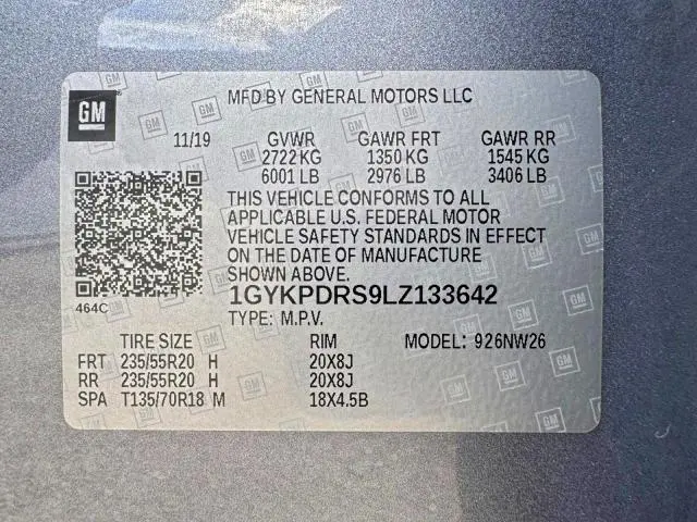 CADILLAC XT6 2020 VIN 1GYKPDRS9LZ133642