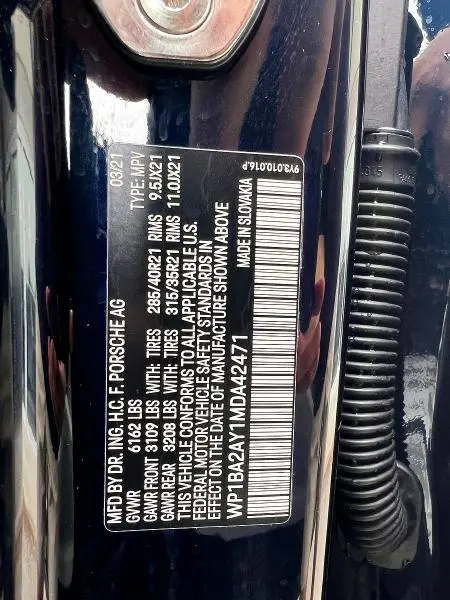 PORSCHE CAYENNE 2021 VIN WP1BA2AY1MDA42471