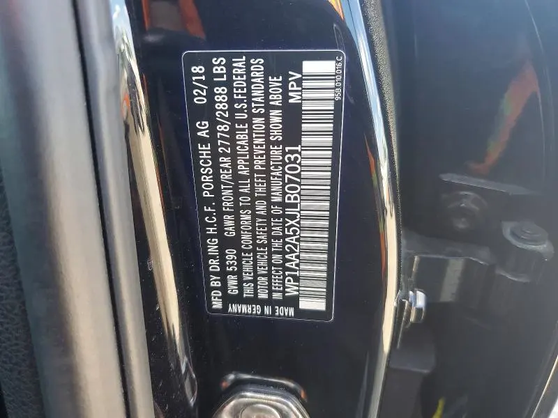 PORSCHE MACAN 2018 VIN WP1AA2A5XJLB07031