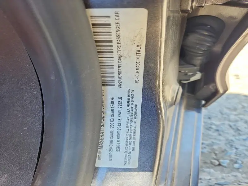 MASERATI ALL OTHER 2015 VIN ZAM57RTA7F1134643