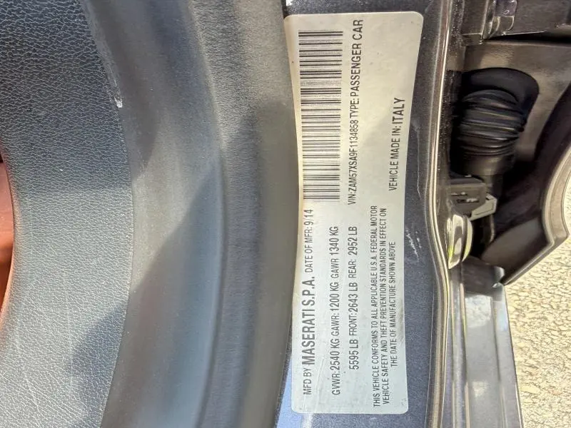 MASERATI ALL OTHER 2015 VIN ZAM57XSA9F1134858