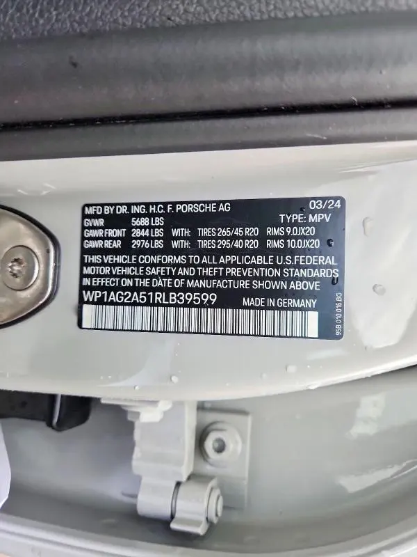 PORSCHE MACAN 2024 VIN WP1AG2A51RLB39599