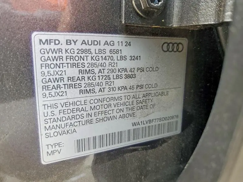 AUDI Q7 2025 VIN WA1LVBF77SD020976