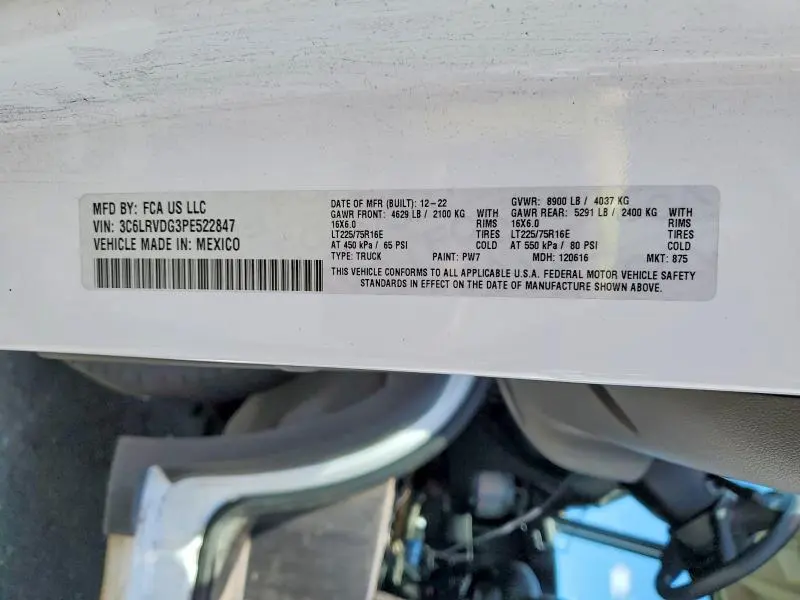 RAM PROMASTER 2023 VIN 3C6LRVDG3PE522847