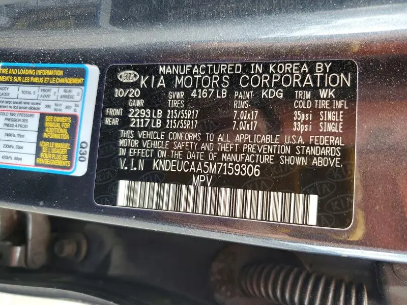 KIA SELTOS 2021 VIN KNDEUCAA5M7159306