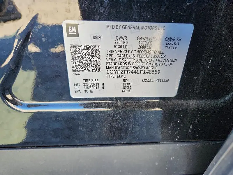 CADILLAC XT4 2020 VIN 1GYFZFR44LF148589